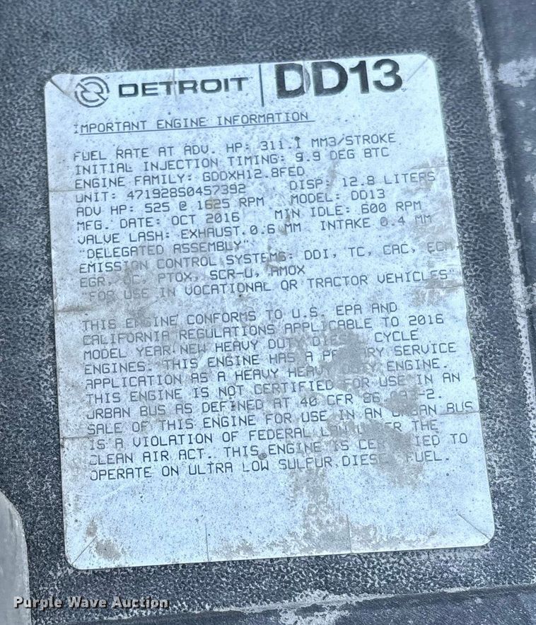 image for item FG1024 2017 Freightliner Cascadia 125 semi truck