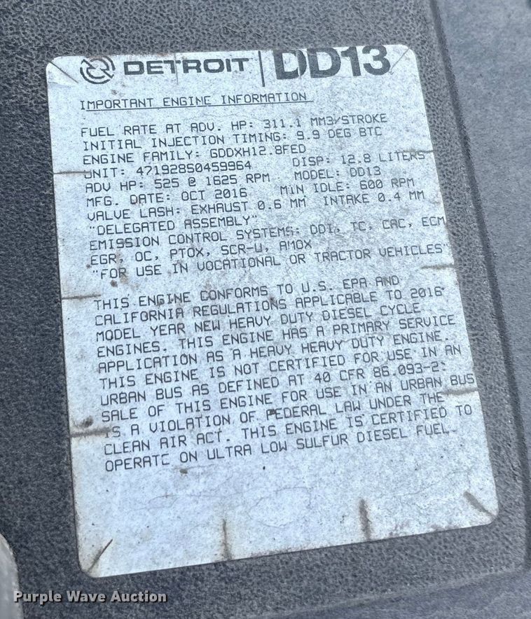 image for item FG1025 2017 Freightliner Cascadia 125 semi truck