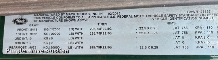 image for item FG1026 2016 Mack CXU semi truck