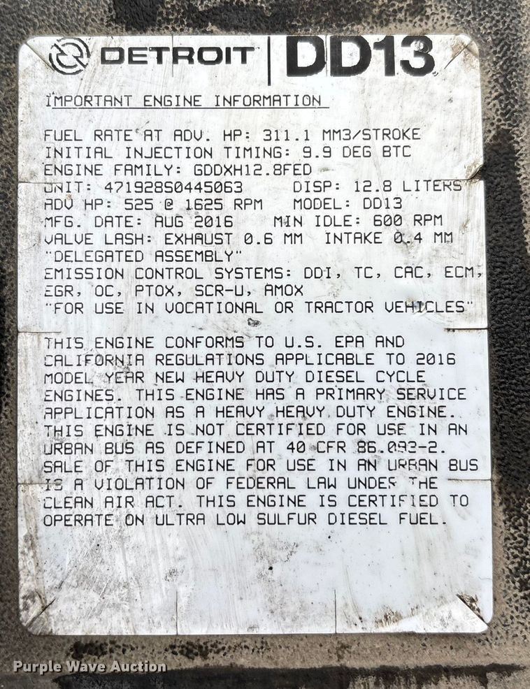 image for item FG1028 2017 Freightliner Cascadia 125 semi truck