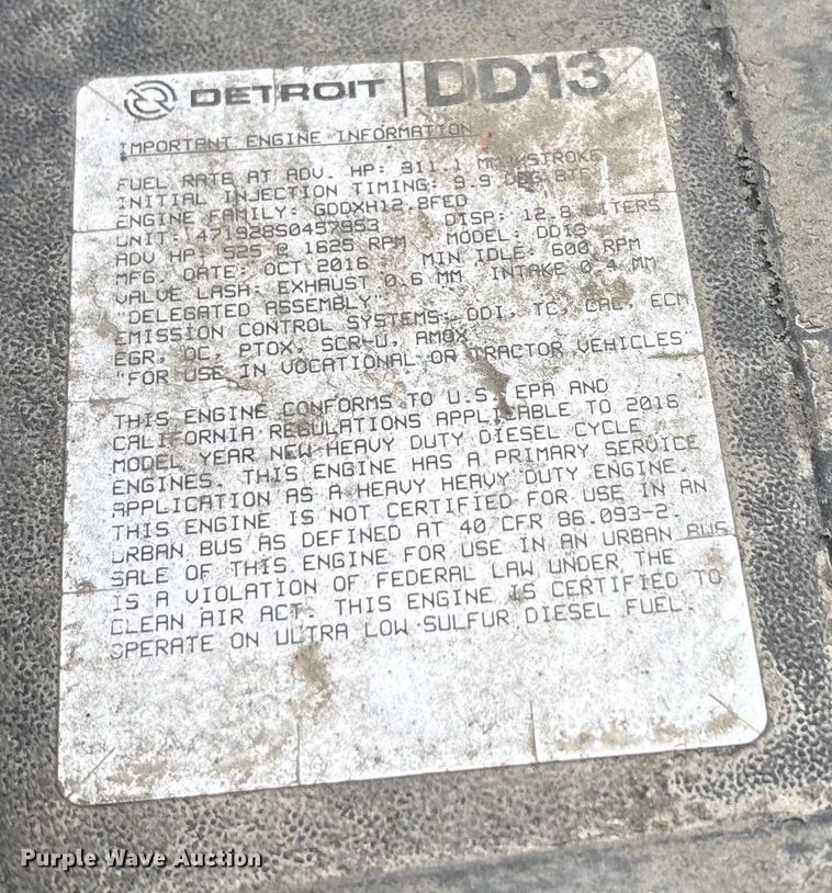 image for item FG1029 2017 Freightliner Cascadia 125 semi truck