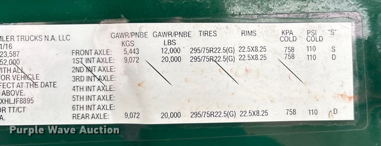 image for item FG1029 2017 Freightliner Cascadia 125 semi truck