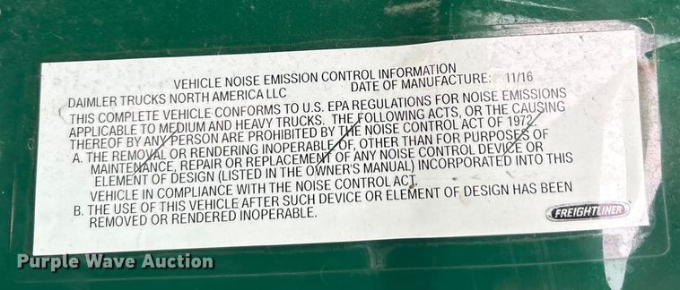 image for item FG1029 2017 Freightliner Cascadia 125 semi truck