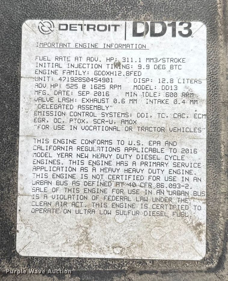 image for item FG1030 2017 Freightliner Cascadia 125 semi truck