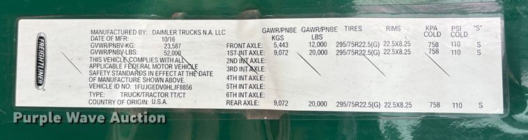 image for item FG1030 2017 Freightliner Cascadia 125 semi truck