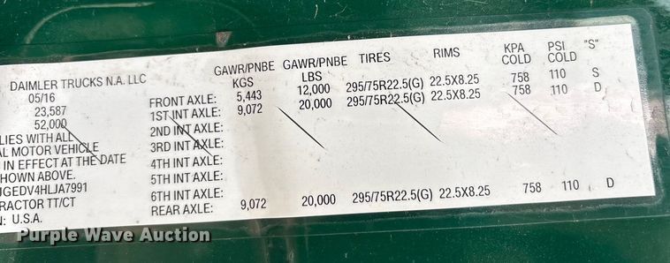 image for item FG1031 2017 Freightliner Cascadia 125 semi truck