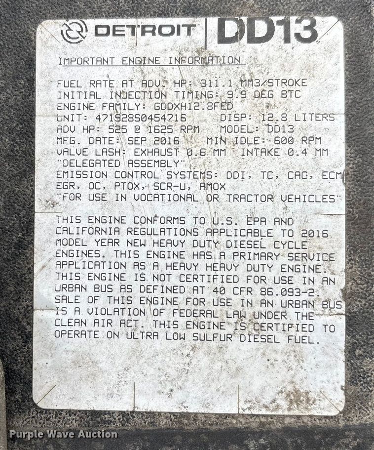 image for item FG1038 2017 Freightliner Cascadia 125 semi truck