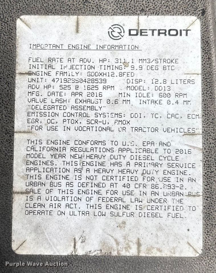 image for item FG1040 2017 Freightliner Cascadia 125 semi truck