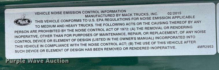 image for item FG1045 2016 Mack CXU613 semi truck