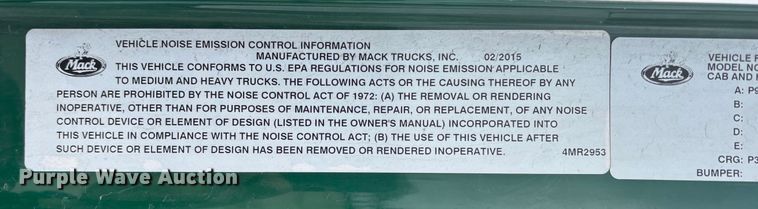 image for item FG1047 2016 Mack CXU613 semi truck