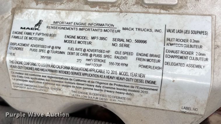 image for item FG1048 2016 Mack CXU613 semi truck