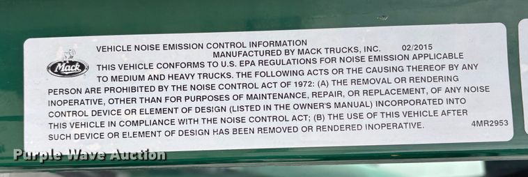 image for item FG1053 2016 Mack CXU613 semi truck