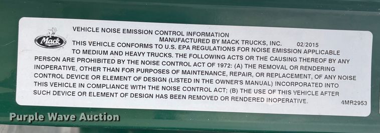 image for item FG1055 2016 Mack CXU613 semi truck