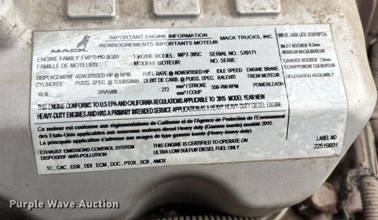 image for item FG1058 2016 Mack CXU613 semi truck