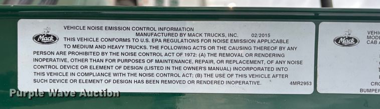 image for item FG1058 2016 Mack CXU613 semi truck