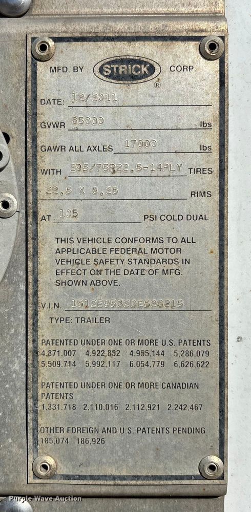 image for item FG1062 2013 Strick dry van trailer