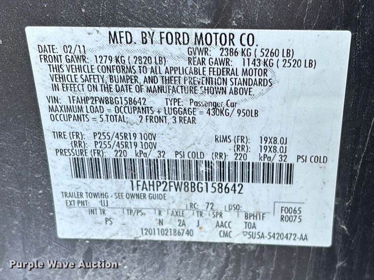 image for item FG1069 2011 Ford Taurus 