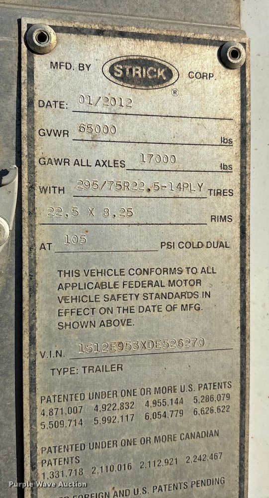 image for item FG1070 2013 Strick dry van trailer