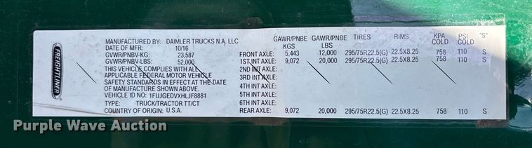 image for item FG1072 2017 Freightliner Cascadia 125 semi truck