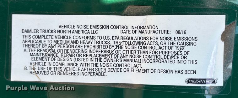 image for item FG1078 2017 Freightliner Cascadia 125 semi truck