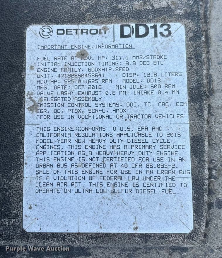 image for item FG1079 2017 Freightliner Cascadia 125 semi truck