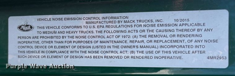 image for item FG1080 2016 Mack CXU613 semi truck