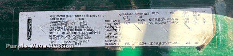 image for item FG1081 2017 Freightliner Cascadia 125 semi truck