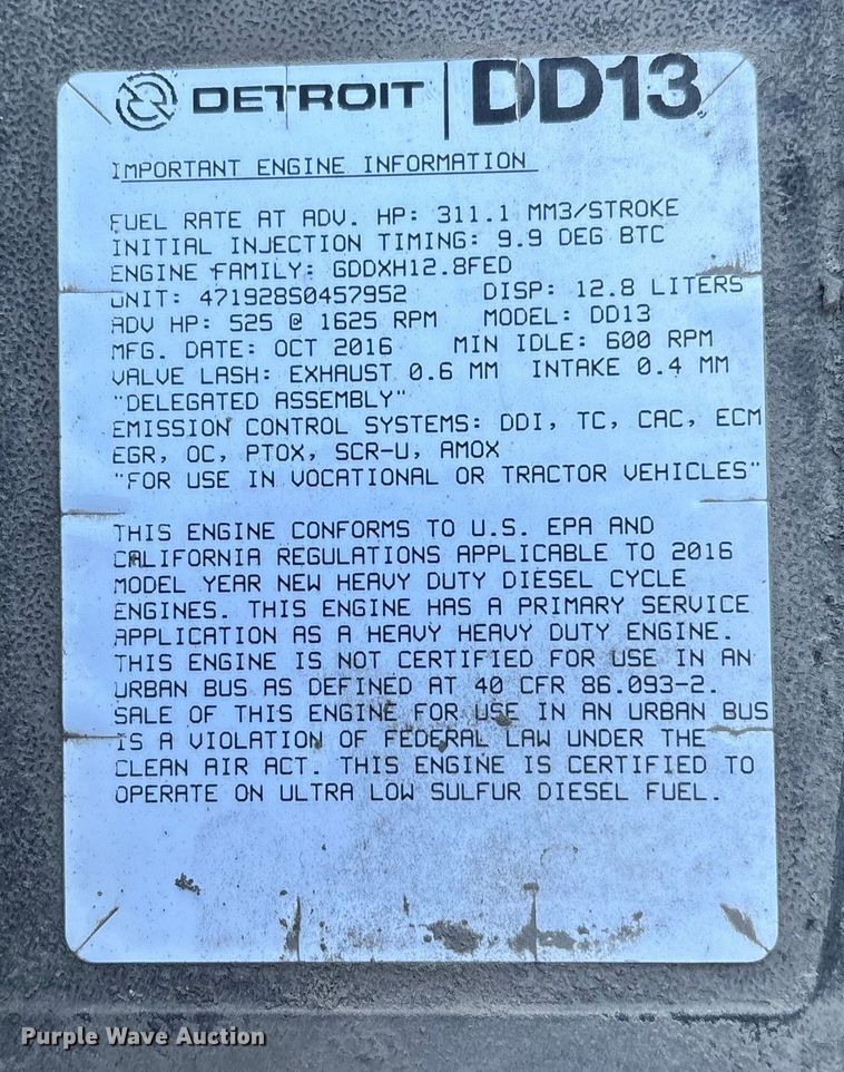 image for item FG1088 2017 Freightliner Cascadia 125 semi truck