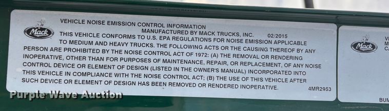 image for item FG1092 2016 Mack CXU613 semi truck