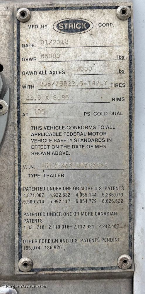 image for item FG1095 2013 Strick dry van trailer