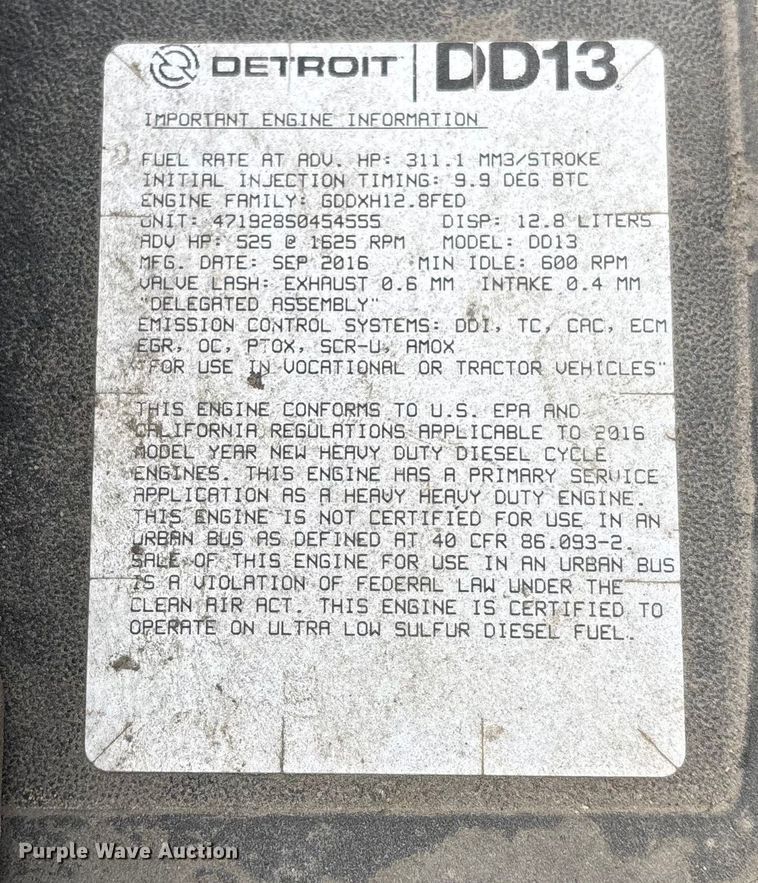 image for item FG1099 2017 Freightliner Cascadia 125 semi truck