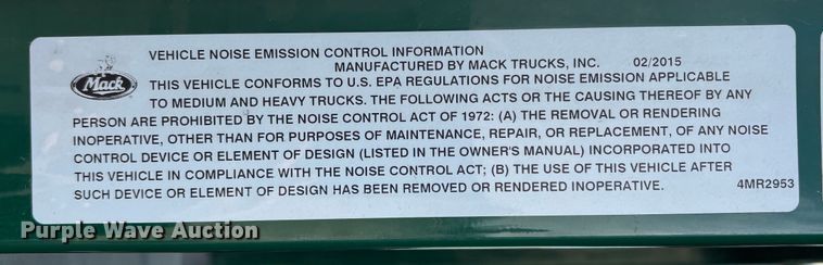 image for item FG1100 2016 Mack CXU613 semi truck