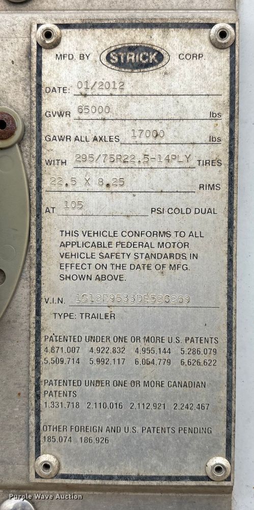 image for item FG1102 2013 Strick dry van trailer