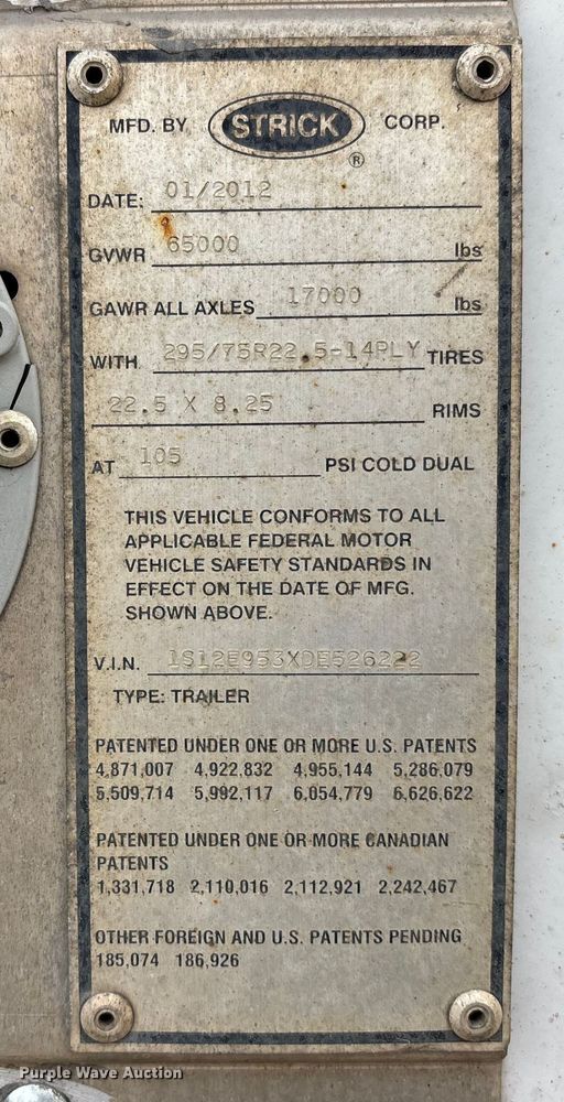 image for item FG1104 2013 Strick dry van trailer