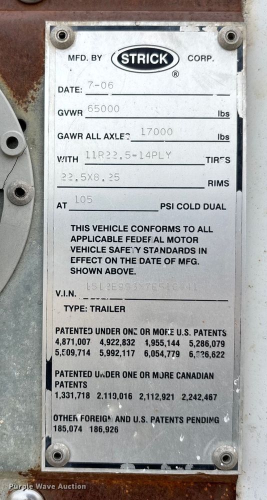 image for item FG1105 2007 Strick dry van trailer