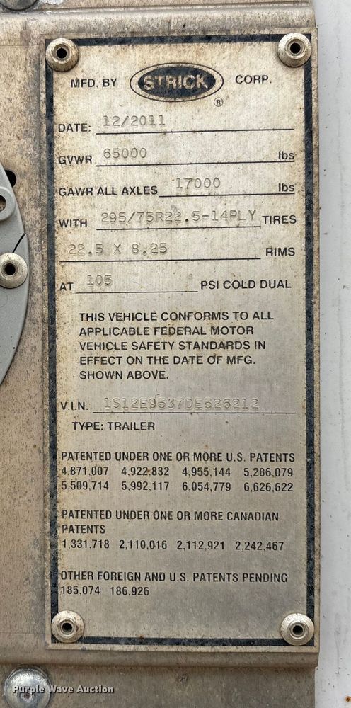 image for item FG1109 2013 Strick dry van trailer