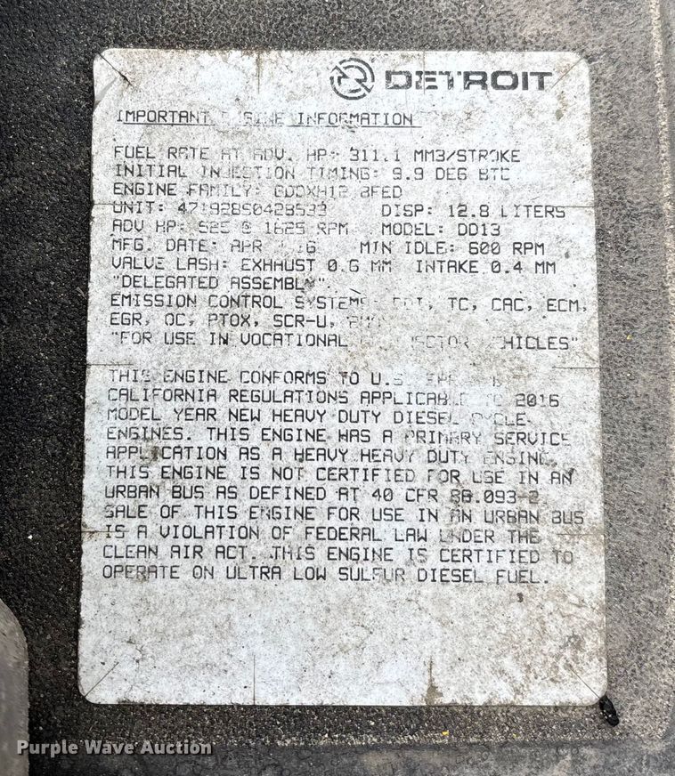 image for item FG1112 2017 Freightliner Cascadia 125 semi truck