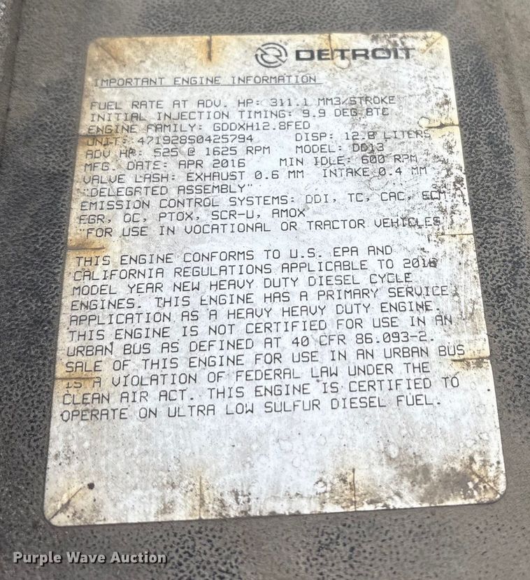 image for item FG1114 2017 Freightliner Cascadia 125 semi truck