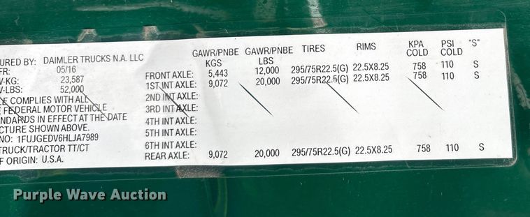 image for item FG1114 2017 Freightliner Cascadia 125 semi truck