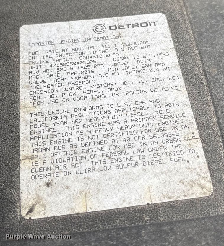 image for item FG1117 2017 Freightliner Cascadia 125 semi truck