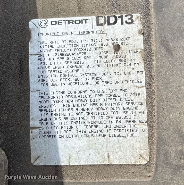 image for item FG1120 2017 Freightliner Cascadia 125 semi truck