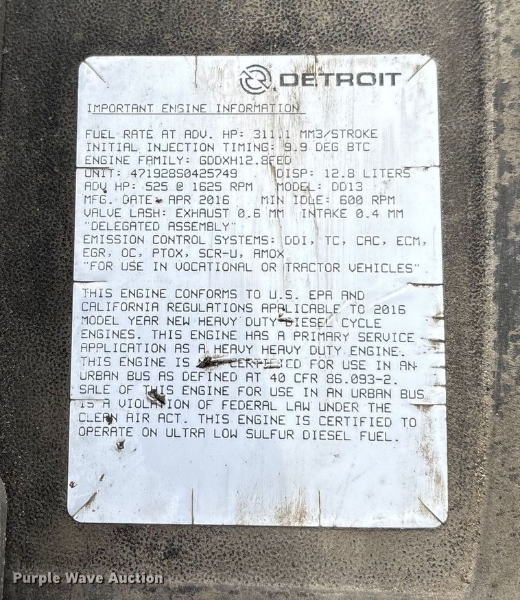 image for item FG1122 2017 Freightliner Cascadia 125 semi truck