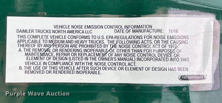 image for item FG1123 2017 Freightliner Cascadia 125 semi truck