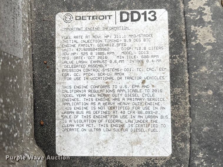 image for item FG1126 2017 Freightliner Cascadia 125 semi truck