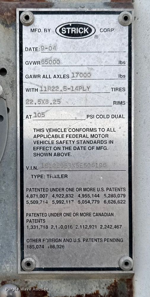 image for item FG1128 2005 Strick  dry van trailer