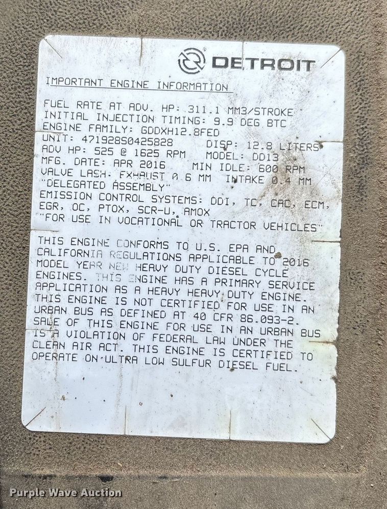 image for item FG1131 2017 Freightliner Cascadia 125 semi truck