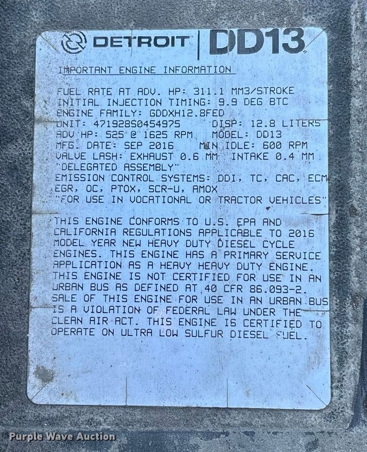 image for item FG1133 2017 Freightliner Cascadia 125 semi truck