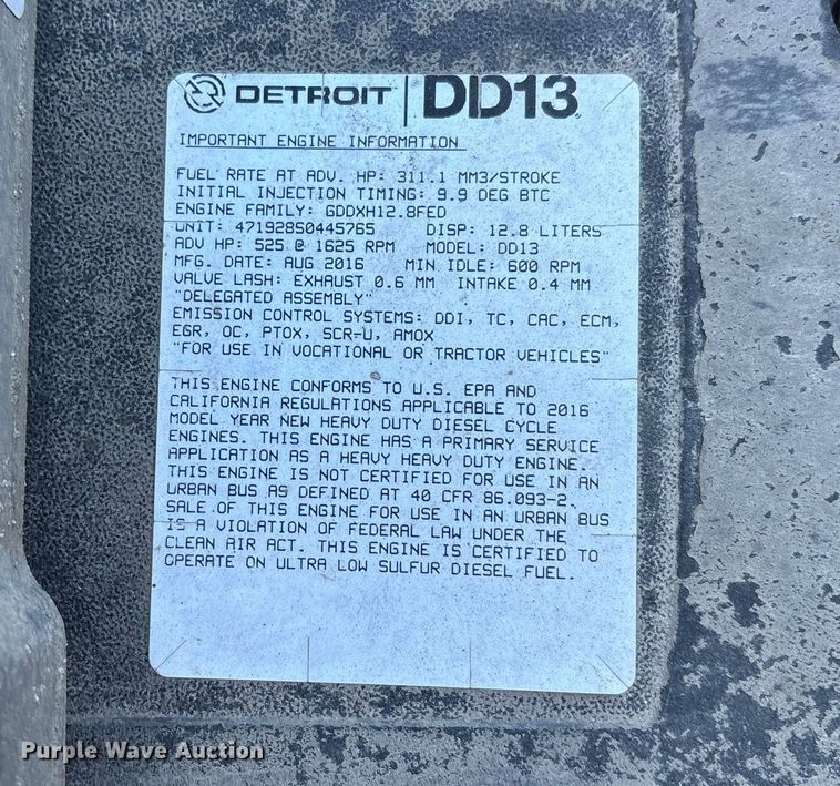 image for item FG1134 2017 Freightliner Cascadia 125 semi truck