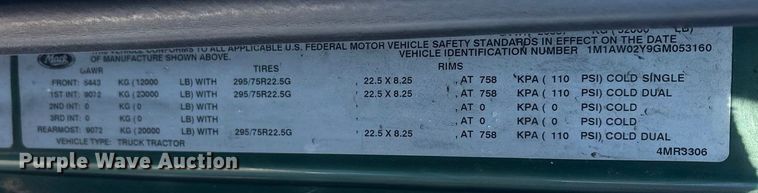 image for item FG1135 2016 Mack CXU613 semi truck