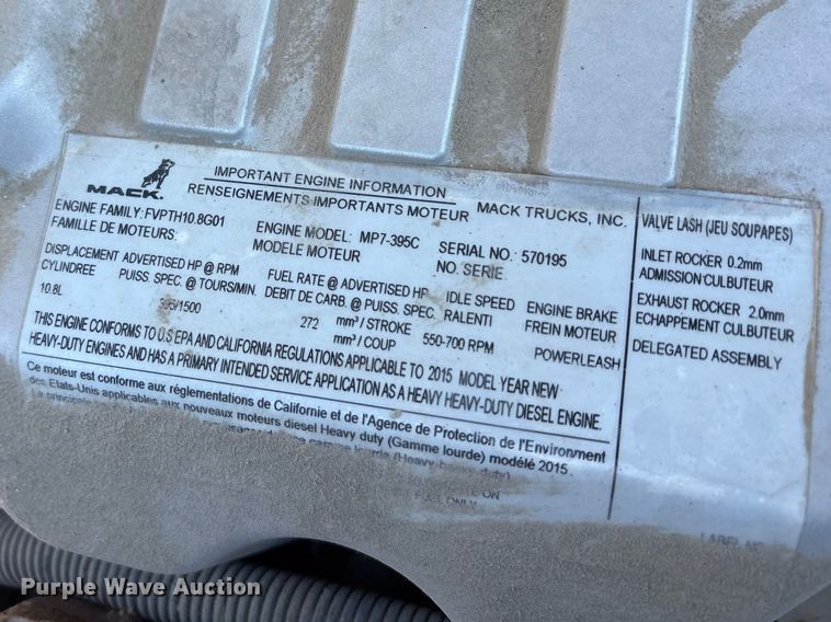 image for item FG1136 2016 Mack CXU613 semi truck